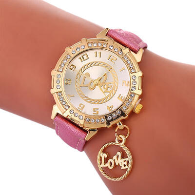 

Fashion Pendant Watch WomenS Leather Strap Stainless Steel Analog Quartz Wristwatch Gold Diamond Watches Relogio Feminino