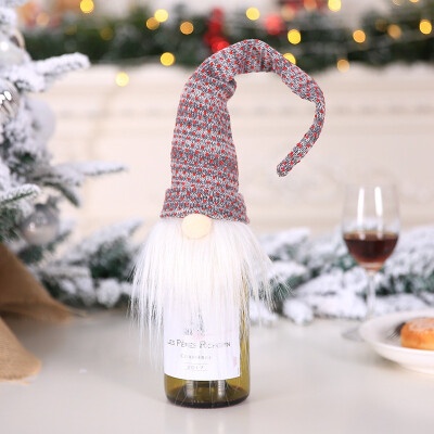 

Christmas Wine Bottle Cover Santa Hat Long Topper Wine Bottle Decorative Cover Party Dinner Christmas Decoration