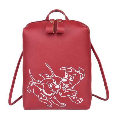 

Women Girls Cute Dog Print Backpack Casual Leather Crossbody Sling Handbags