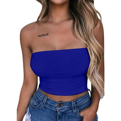 

Women Strapless Crop Top Padded Tube Top Seamless Solid Wrapped Underwear