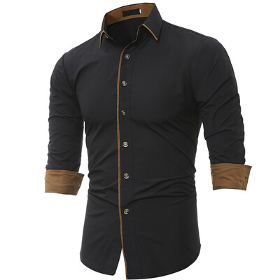 

Matching Personality Striped Men Casual Slim Long-Sleeved Shirt