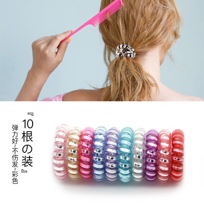 

Nika NIKA telephone line hair ring hair rope small thick high elastic bright color 10 color 10 roots