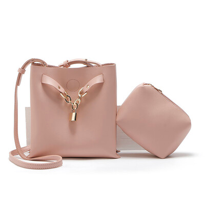 

Tailored Women Fashion Bucket With Hardware Lock Composite Shoulder Messenger Bag 2pcs