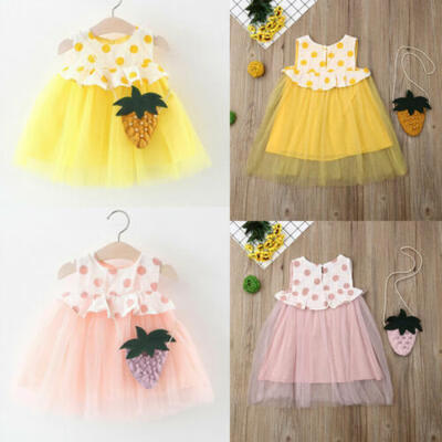 

US Infant Baby Girl Kids Radish Bag Lace Sleeveless Summer Ruffles Dress Clothes