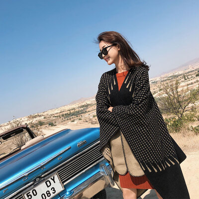 

Scarf shawl dual-use female winter long section cashmere wild national wind cloak air conditioning shawl thick warm female