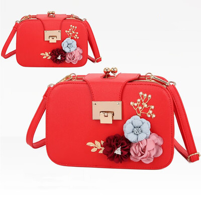 

Tailored Fashion Women Vintage Leather Pearl Messenger Bags Retro Flower Crossbody Bags