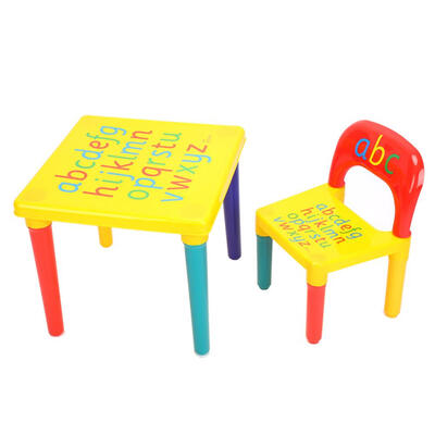 

Kids Table & Chairs2 piece Table & Chairs Plastic DIY Kids Set Toddler Play Activity Fun Child Toy