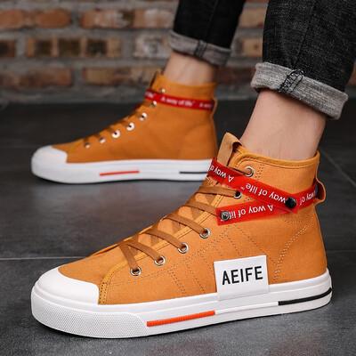 

Autumn new ins canvas shoes male Korean version of 100 high-heeled cloth shoes summer Gao Bang leisure board shoes tide shoes
