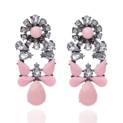 

EK808 European & American Big Brand Vintage Gem Crystal Pearl Bow Drop Earrings for Women Fashion Punk Rock Club Jewelry Brincos