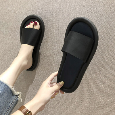 

Sandals&slippers women wear fat&wide feet 2019 summer new Internet celebrities simple comfortable muffin thick bottom slip