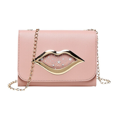 

Funny Women Shoulder Messenger Bag Transparent Big Lip Crossbody Bags Ladies Flap Chain Handbag Bolsa Mujer T10