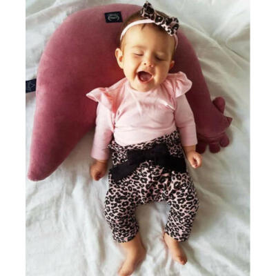 

Newborn Baby Girl Autumn Clothes Romper Tops Leopard Pants Outfits Set Tracksuit