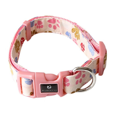 

Pet Polyester Adjustable Colorful Printed Collar With Leash Ring For Dogs Cats Quick Release Buckle