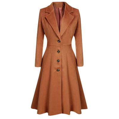 

Toponeto Womens Winter Lapel Button Long Trench Coat Jacket Ladies Overcoat Outwear