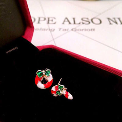 

Christmas Festive Gift Jewelry Color Tree Snowflake Round Stud Earring for Girl Kid Bell Santa Claus Ear Jacket Cuff Earring