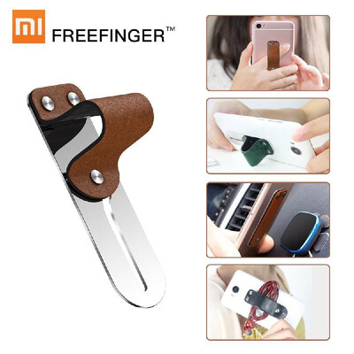 

Xiaomi Freefinger Finger Ring Holder Leather Stainless Steel Mobile Phone Grip Car Phone Mount Stand For iPhone  Max X 8 7 6 Hua