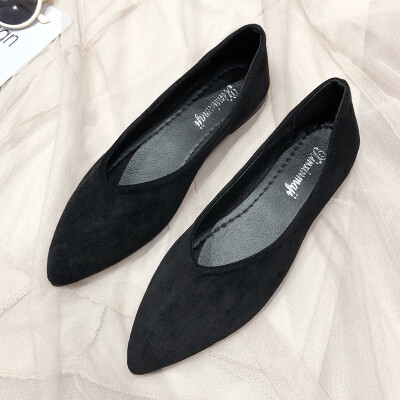 

Shoe Woman Summer Korean version shallow flat-bottomed ladle shoes Chic fairy pointed beans shoes single shoes