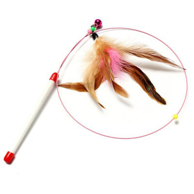 

Cats mascotas juguetes para gatos Wire rod cat funny pet toys with bells feathers cat pole Pet Supplies