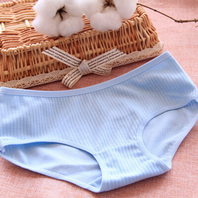 

Womens solid color ribbed breathable comfortable low waist ladies underwear code