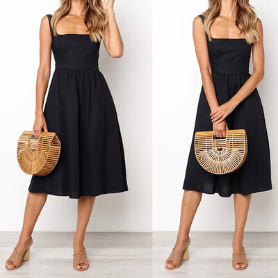 

Womens Sleeveless High Waist Midi Dress