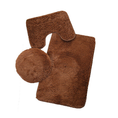 

〖Follure〗3pc Bathroom Set Rug Contour Mat Toilet Lid Cover Plain Solid Color Bathmats