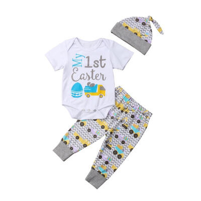 

Newborn Kid Baby Easter Jumpsuit Romper Bodysuit Pants Leggings Hat Outfit Set