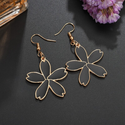 

Five Petal Flower Earrings Necklace Set Female Personality Fashion Drop Oil Sweet Multi-color Flower Earrings Jewelry Ladies