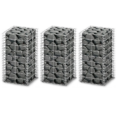 

Gabion Set 3 pcs Galvanised Wire 98" x 98" x 197