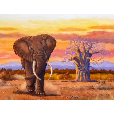 

5D DIY Full Drill Diamond Painting Walking Elephant Cross Stitch Embroidery