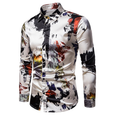 

Paint Splatter Print Silky Shirt