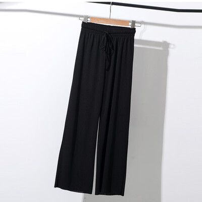 

Fashion Women Leisure High Waist Trousers Loose Pants Pure Color Ninth Pants