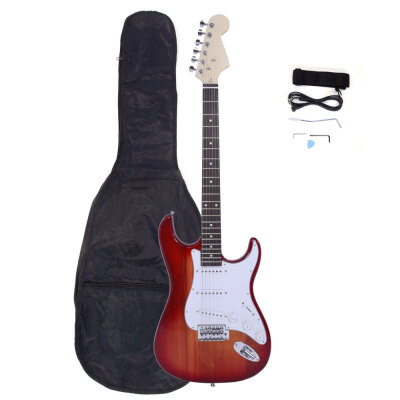 

Ktaxon Rose Wood Fingerboard Electric Guitar Monochrome Gigbag Cord Strap Accessor