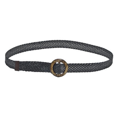 

Retro Round Wooden Buckle Mesh Waist Belt Strap Unisex Clothed Decor Waistband