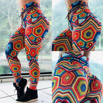 

Tailored Womens Digital Printed Hip-up Yoga Pants Sports Fitness Running Pants