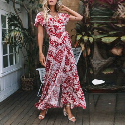 

Women Summer Boho Long Maxi Dress Evening Cocktail Party Beach Dresses