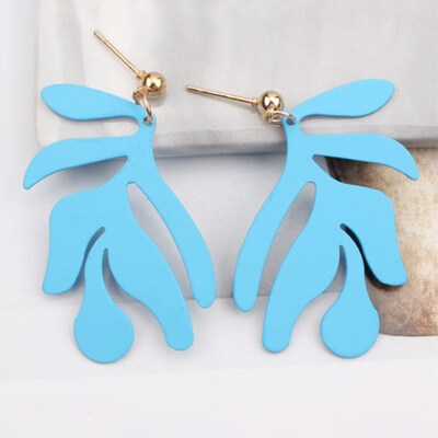 

EK752 Big Leaf Drop Earrings for Women Korean Fashion Metal Spray Painted Earrings Wedding Jewelry Statement Pendientes Gift