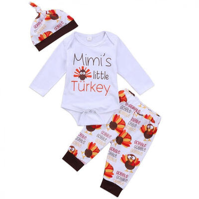 

Fashion Newborn Toddler Baby Boys Girls Clothes Top Romper Pants Hat Outfit 3pcs Set Outfits