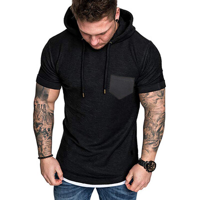 

Toponeto Fashion Mens Slim Fit Casual Pattern Large Size Short Sleeve Hoodie Top Blouse