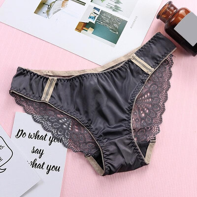 

Sexy Women Lace Edge Panties Underwear Soft Briefs Underpants Ultra-Thin Breathable Low Rise Seamless Silk Triangle Briefs