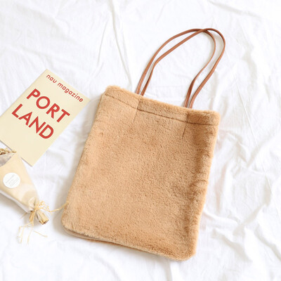 

Autumn And Winter Plush Handbags Fashion Shoulder Strap Fur Bucket Bag Soft And Comfortable Women