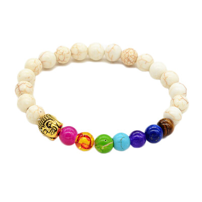 

Mala Buddha bracelet 7 chakra White Jade bracelet Yoga tibetan bracelet