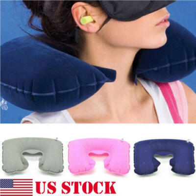 

Foldable U-shaped Neck Support Pillow Inflatable Cushion Travel Air Plane Sleep