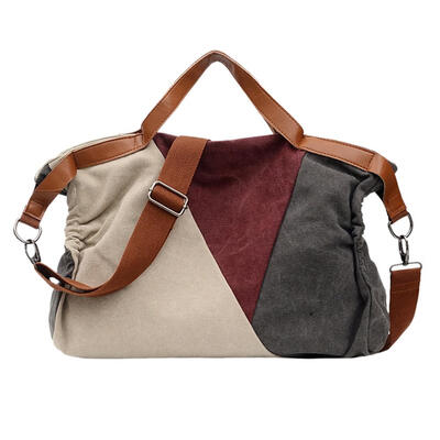 

Fashion Hit Color Shoulder Handbags Women Canvas Crossbody Bags Large Totes
