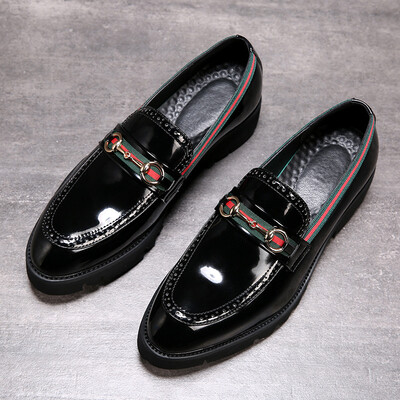 

Peas shoes male Korean version of a pedal lazy shoes casual thick bottom tide shoes personality British society small shoes 7777