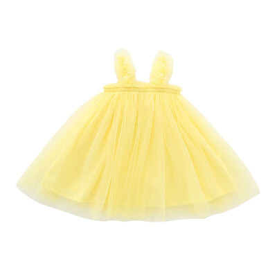

Summer Baby Girls Dress Cute Strap Mesh Dress Kids Wooden Ear Ball Gown Infant Fashion Clothes