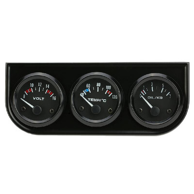 

52mm Electronic Triple Gauge Kit Oil Pressure Water Temperature Gauge Voltmeter 3 in 1 Car Motorcycle Meter