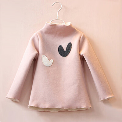 

Childrens sweater Love print plus velvet thick Turtleneck girls sweater autumn winter long sleeve Cotton warm pullover tops kid