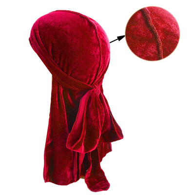 

12 Colors Unisex Velvet Long Tail Turban Hijab Cap Pirate Hat For Hair Loss Chemo Hats