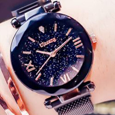 

Casual Fashion Stainless Steel Mesh Belt Magnetic Clasp Ladies Watches Dazzling Starry Sky Quartz Watch