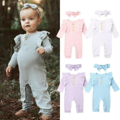 

US Newborn Baby Boy Girl Long Sleeve Romper Jumpsuit Overall Knitted Clothes Set